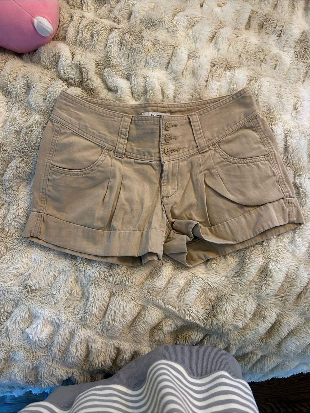 Express low rise Khaki Cuffed Shorts